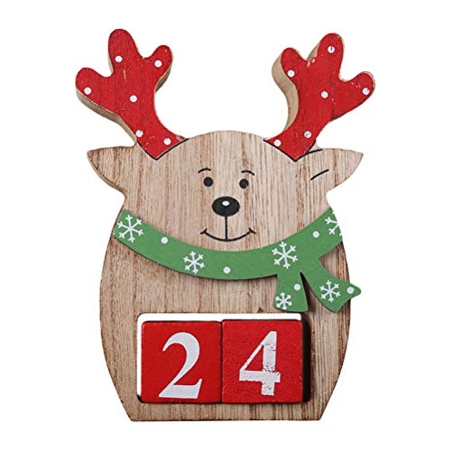 VALICLUD Weihnachts-Countdown-Dekoration Weihnachtsstrumpffüller Weihnachtskalender-Countdown-Block Nummer Datum Holzblock Ewiger Kalender Holzblockkalender Holztisch Hölzern Schreibtisch von VALICLUD