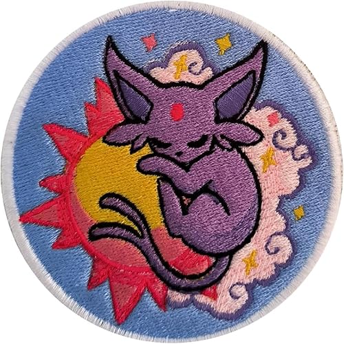 VALKYNEA 100 % bestickter Aufnäher, inspiriert von Anime-Fan-Kunst/Espeon/Patch-Stickerei/bestickte Applikation (Klettverschluss/Haken und Schlaufe) von VALKYNEA