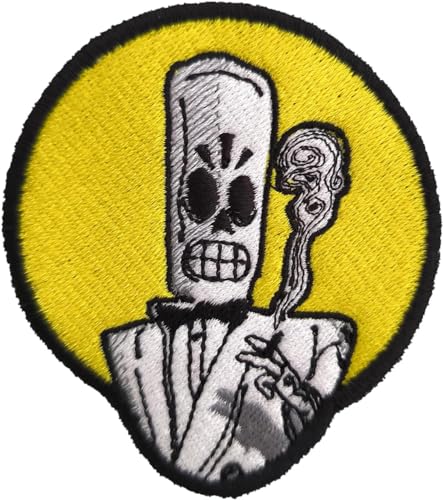 VALKYNEA 100 % bestickter Aufnäher, inspiriert von Anime-Fan-Kunst/Manny Skull Grimm Fandango/Patch Stickerei (Hook & Loop) von VALKYNEA