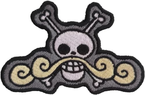 VALKYNEA 100 % bestickter Aufnäher, inspiriert von Anime-Fan-Kunst/Totenkopf/goldener Jolly Roger/Patch-Stickerei (thermoklebend/zum Aufbügeln) von VALKYNEA