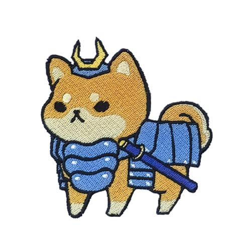 VALKYNEA Aufnäher, 100 % bestickt, inspiriert von Anime-Fan, Kunst, Samurai-Hund, Patch Embroidery, Blau, zum Aufbügeln von VALKYNEA