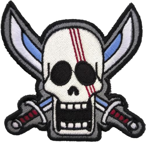 VALKYNEA Aufnäher, 100 % bestickt, inspiriert von Anime Fan Art/Shanks/Jolly Roger Totenkopf/Patch Embroidery (Hook & Loop) von VALKYNEA