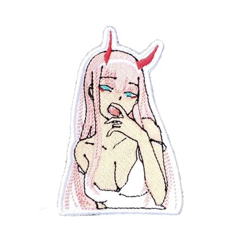 VALKYNEA Aufnäher 100 % bestickt, inspiriert von Anime Fan Art / 02 Zero Two Darling/Patch Embroidery (Hook & Loop) von VALKYNEA