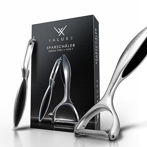 VALUXE® Sparschäler [2er Set] mit scharfer Edelstahl Klinge & rutschfestem Griff - Handliche Y und I Gemüseschäler zum präzisen Schälen - Innovative Kartoffelschäler, Spargelschäler, Universalschäler von VALUXE