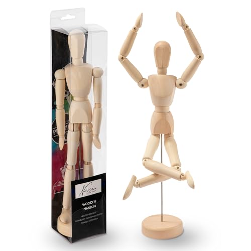 Nassau Fine Art Holz Gliederpuppe | 30 cm Mannequin | Holzfigur zum Zeichnen | Anatomiepuppe | Künstlerbedarf für Ihr Sketch set | Zeichenpuppe zum Zeichnen, Malen, Basteln und Dekorieren von VAN NASSAU FINE ART