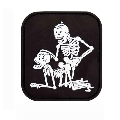 3D PATCH 2 SKELETTE GERIPPE HUNDESTELLUNG KNOCHEN HAKENKLETT GUMMI PVC AUFNÄHER Für Taktische Kleidung Rucksack Baseballkappe Uniform Weste Hundegeschirr Emblem von VAN OS