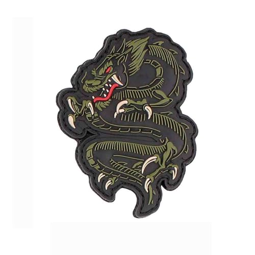 3D Patch DRACHEN DRAGON GRÜN GREEN HAKENKLETT GUMMI PVC AUFNÄHER Für Taktische Kleidung Rucksack Baseballkappe Uniform Weste Hundegeschirr Emblem von VAN OS