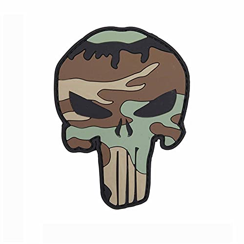 3D Rubber Patch Punisher Woodland 8,8 x 6,5 cm Gummi Klett Abzeichen von VAN OS