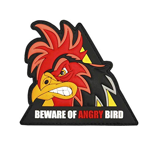 3D Patch Beware of Angry Bird 3-Eckig Aufnäher Abzeichen Hahn ärgerlicher Vogel von VAN OS