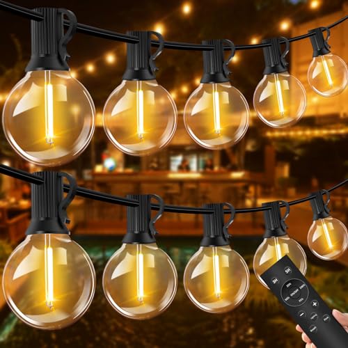 LED Lichterkette Außen Dimmbar - Outdoor Lichterkette Strom 40M 56+2 G40 Glühbirnen mit Timer IP44 Wasserdicht Lichterketten Aussen für Balkon Garten Hochzeit Party Terrasse (40m 56+2 dimmer) von VANDABAO