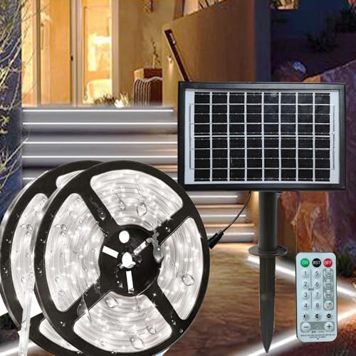 ANLUDA 20M Solar LED Streifen für den Außenbereich, IP67 Wasserdicht Solar LED Strip, Außen Dimmbare LED Streifen mit 8 Modi Fernbedienung für Garten, Baum, Zaun, Pool Dekor von VANLUDA