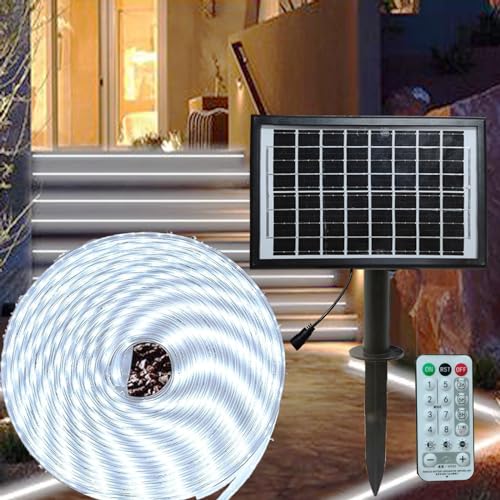 ANLUDA 20M Solar LED Streifen für den Außenbereich, IP67 Wasserdicht Solar LED Strip, Außen Dimmbare LED Streifen mit 8 Modi Fernbedienung für Garten, Baum, Zaun, Pool Dekor von VANLUDA