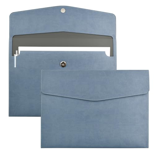 VANRA 1 x PU-Leder-Umschlag, Aktenordner, A4-Papier, Dokumenten-Organizer, Leder-Portfolio-Ordner mit Magnetverschluss (blau) von VANRA