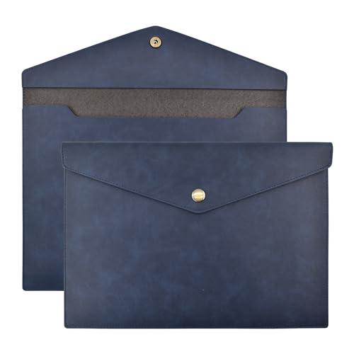 VANRA PU Leder Aktenordner A4 Dokumentenhalter Aktenumschlag Wasserdicht Portfolio Aktenordner Organizer für Briefgröße mit Druckknopfverschluss (Marineblau) von VANRA