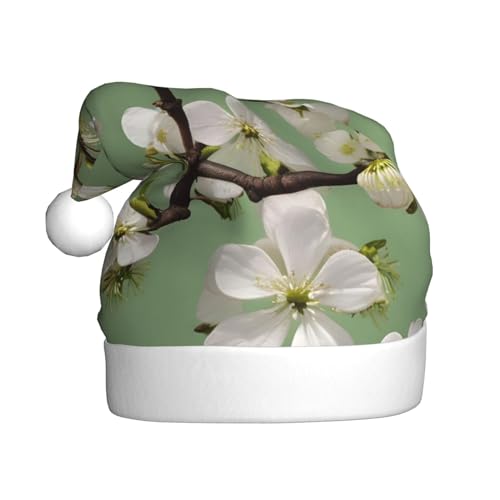 VANTUT Dogwood Blossoms Weihnachtsmütze, Weihnachtsmannmütze, Weihnachtsmütze für Erwachsene, für Weihnachten, Neujahr, Urlaubszubehör von VANTUT