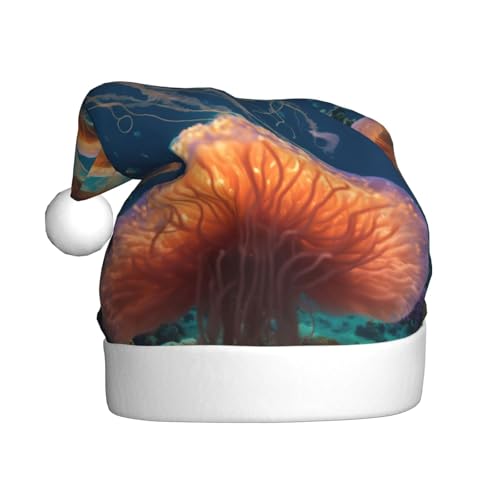 VANTUT Jellyfish Ocean Weihnachtsmütze, Weihnachtsmannmütze, Weihnachtsmütze für Erwachsene, für Weihnachten, Neujahr, Urlaubszubehör von VANTUT