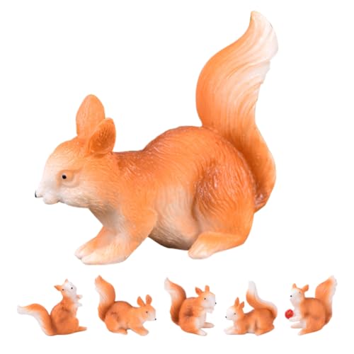 VANZACK 6 Stück Mini-Eichhörnchen-Figuren Miniatur-Eichhörnchen-Tierfiguren Statue Spielzeug Für DIY Bonsai Mikro-Landschaft Feengarten Kuchendekoration Desktop-Dekoration von VANZACK