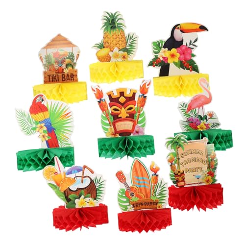 VANZACK 9Stücke Hawaii Waben Mittelstücke Tropische Tischdekoration Für Sommerpartys Hawaiianische Partydekoration Wabenmuster Tischzubehör Für Luau Feiern Und Strand Events von VANZACK