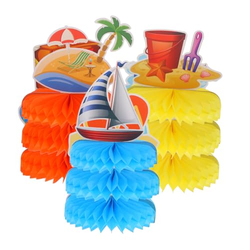 VANZACK 9Stücke Hawaiianische Papierwaben Mittelstücke Sommerliche Tischdekoration Tropische Party Dekoration Mit Waben Design Für Hawaii Themenfeiern von VANZACK
