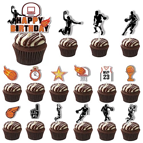 VARACL 32pcs Basketball Cupcake Topper, NBA Star Sports Fan Basketball Backboard Cupcake Picks Babyparty Basketballspieler Thema Sportparty Dekorationen Lieferungen von VARACL