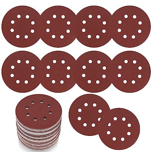 30 Stk Schleifpapier 125mm Klett, Schleifscheiben, 8 Löcher Rund Klett Schleifpapier für Exzenterschleifer Holz, Metall, Farbe (240 Körnung) von VARHHUXHA