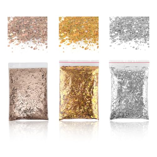 VARKAGE 150g Glitzer Silber, Gold, Roségold Basteln - Nagelkunst, Make-up für Partys, Bühnen und Bars von VARKAGE