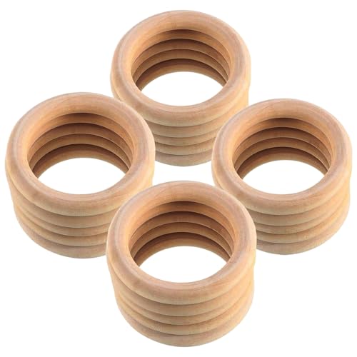 VARKAGE 20 Stück Holzringe zum Basteln, 7cm Natürliche Holz Ringe 10mm Dicke Traumfänger Ringe Holzring für Basteln DIY Handwerk Ring Anhänger Hochzeitskranz Deko von VARKAGE