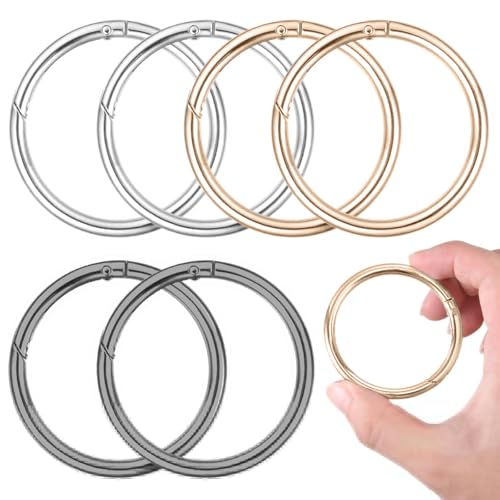 VARKAGE 6 Stück Karabiner Rund 60mm OD 50mm ID Zinklegierung Schlüsselring Karabiner Karabinerhaken Rund Karabiner Ring für Schlüsselanhänger, Tasche, Schmuck, DIY Handwerk Machen von VARKAGE