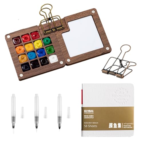 VARKAGE Mini Palette, Pocketartist Travel Set, Mini Aquarell Set, Tragbare Aquarell Palette, Zusammenklappbare Portable Aquarell Palette Mini Travel für Maler, Künstler, Studenten von VARKAGE