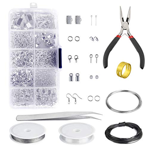 Schmuckherstellung Set DIY Schmuck Basteln Zubehör Schmuck Reparatur Kit Enthält Zange Pinzette Silber Zubehör und Draht für Anfänger von VARUN