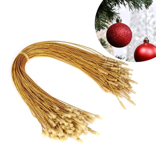 VASANA 100 Stück goldene Ornament-Aufhängerschnur, Weihnachtsdekoration, Weihnachtsbaumschmuck, einfache Schnappverschlüsse für Weihnachten, Halloween, Urlaub, Party, hängende Dekorationen von VASANA