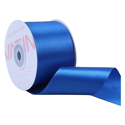 VATIN 25 Meter Satinband Blau 50MM Einseitiges Farbband Schleifenband Band geschenkband Dekoband satinband von VATIN