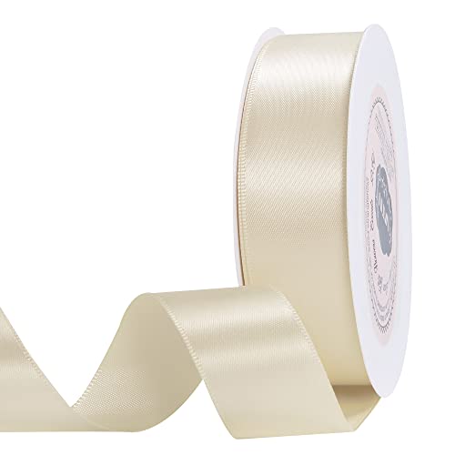 VATIN 25 Meter Satinband Creme 25MM Schleifenband Band geschenkband Dekoband satinband von VATIN