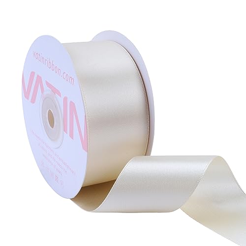 VATIN 25 Meter Satinband Creme 40MM Schleifenband Band geschenkband Dekoband satinband von VATIN