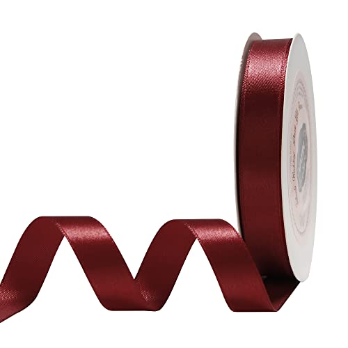 VATIN 25 Meter Satinband Dunkelrot 12MM Einseitiges Farbband Schleifenband Band geschenkband Dekoband Satinband von VATIN