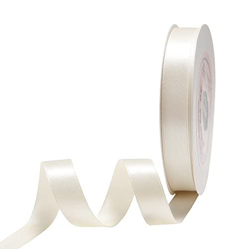 VATIN 25 Meter Satinband Hell creme 12MM Einseitiges Farbband Schleifenband Band geschenkband Dekoband satinband von VATIN