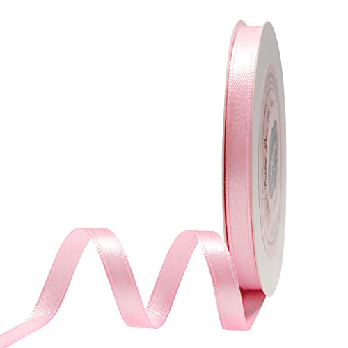 VATIN 25 Meter Satinband Rosa 6MM Einseitiges Farbband Schleifenband Band geschenkband Dekoband satinband von VATIN