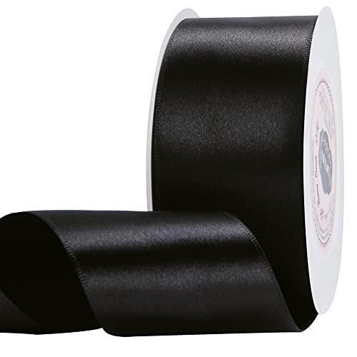 VATIN 25 Meter Satinband Schwarz 50MM Einseitiges Farbband Schleifenband Band geschenkband Dekoband satinband von VATIN