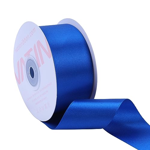 VATIN Royal Blue Double Face Satin Ribbon 38MM, 25 Meters Solid Colors Fabric Ribbon for Crafting, Gift Wrapping, Balloons, DIY Sewing Project, Hair Bows, Cake Decoration von VATIN
