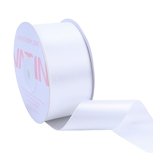 VATIN White Double Face Satin Ribbon 38MM, 25 Meters Solid Colors Fabric Ribbon for Crafting, Gift Wrapping, Balloons, DIY Sewing Project, Hair Bows, Cake Decoration von VATIN