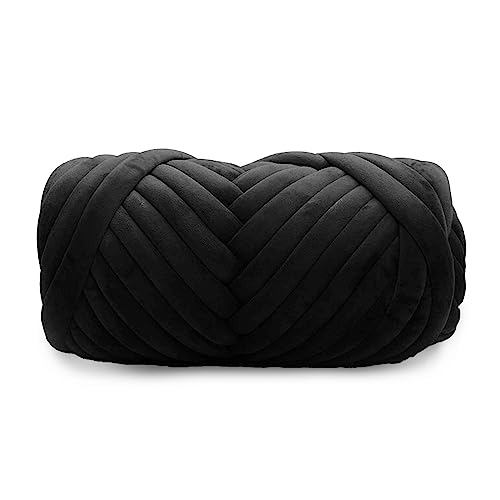 Velvet Chunky Bulky Giant Arm Knitting Garn, Super Soft Jumbo Tube Weight, Fluffy DIY Crochet Hand Making Washable Yarn for Blanket, Pet Bed Rugs, Pillow (0.5 kg-Black) von VAURAS