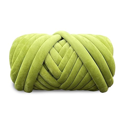 Velvet Chunky Bulky Giant Arm Knitting Garn, Super Soft Jumbo Tube Weight, Fluffy DIY Crochet Hand Making Washable Yarn for Blanket, Pet Bed Rugs, Pillow (0.5 kg-Green) von VAURAS