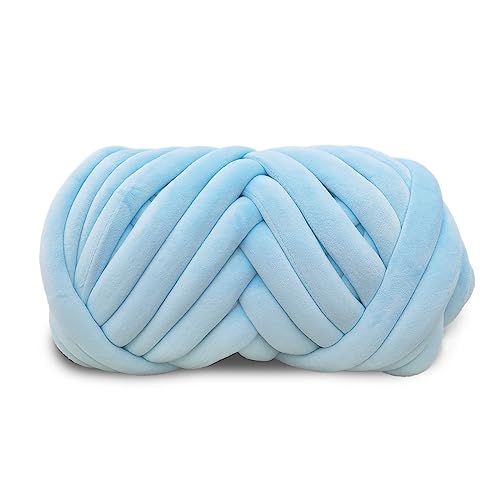 Velvet Chunky Bulky Giant Arm Knitting Garn, Super Soft Jumbo Tube Weight, Fluffy DIY Crochet Hand Making Washable Yarn for Blanket, Pet Bed Rugs, Pillow (0.5 kg-Light Blue) von VAURAS