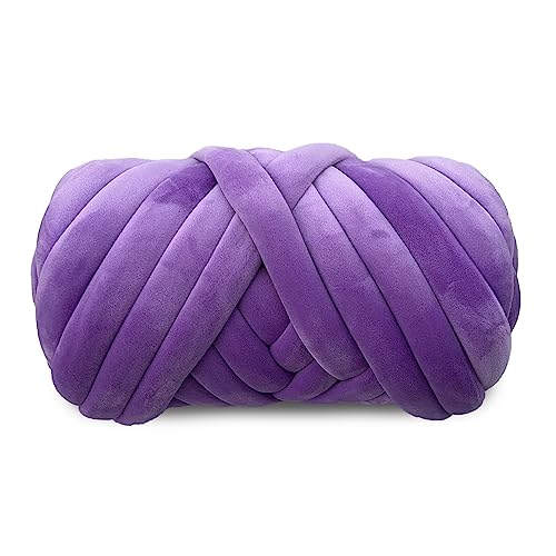 Velvet Chunky Bulky Giant Arm Knitting Garn, Super Soft Jumbo Tube Weight, Fluffy DIY Crochet Hand Making Washable Yarn for Blanket, Pet Bed Rugs, Pillow (0.5 kg-Lila) von VAURAS