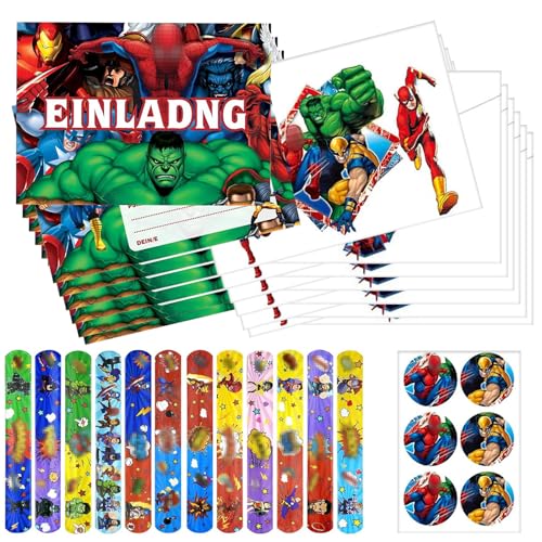 VAVICRAP Einladungskarten Kindergeburtstag Junge 12 Einladung Kindergeburtstag Junge 12 Schnapparmband Kinder Partyeinladungen Jungen Geburtstagseinladungen für Kindergeschenke Geburtstags Party von VAVICRAP