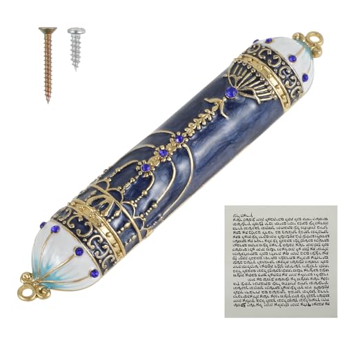 VAVPUP Hand bemalt Mezuzah Zinklegierung Emaille Mezuzua(1,blau) von VAVPUP