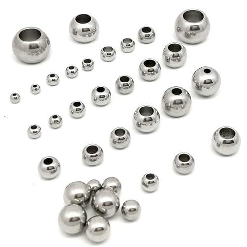 Gewinde-Halbloch-Edelstahlkugeln， 200 teile/los Edelstahl Solide Runde Spacer Lose Perlen 3 4 5 6 8mm Hypoallergen Große Loch Rondelle Perlen schmuck Handwerk(3x1.2mm) von VAYEODEYU