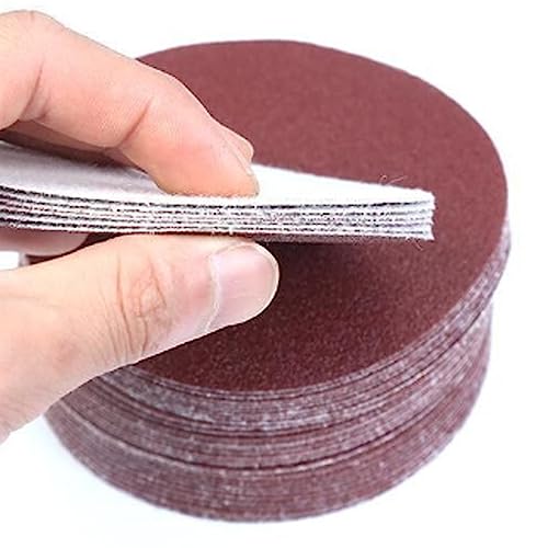 Schleifscheiben, 100 Stück beflocktes rotes Schleifpapier – 12,7 cm (125 mm) Schleifscheiben mit Hakenschlaufe, PSA/Kleber, Körnung 40–2000, for Polieren und Schleifen(100grit) von VAYEODEYU