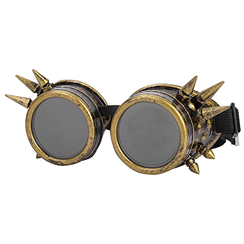 VBESTLIFE Steampunk-Brille mit Spikes, Vintage-Steampunk-Brille mit Spikes, Cosplay-Brille, Doppelschichtig, Winddicht (Bronze) von VBESTLIFE