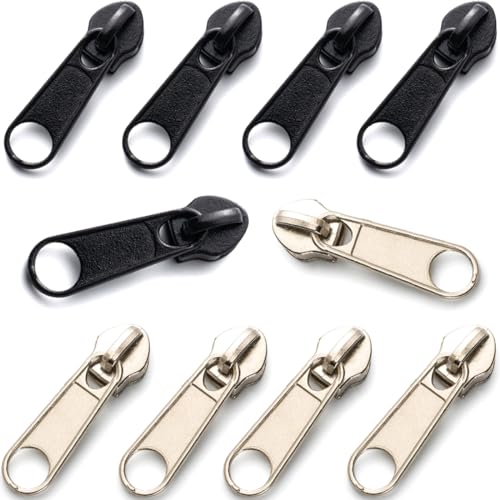 VBKITW 10 Stück Schwarz & Weiß Reißverschluss-Reparaturset Metall Universal Instant Fix Zipper, Ersatz Zip Slider Zähne Reißverschlüsse, Ersatzteile Reißverschluss Zipper von VBKITW